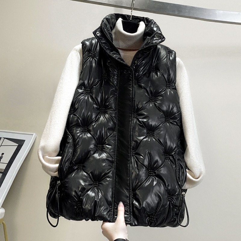 Puffer Vest Padded - Outono inverno parkas engrossar quente algodão-acolchoado