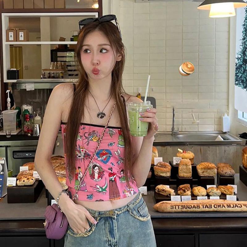 Street Fashion Korean Girl - Top Feminino Gagarich Estilo Coreano Y2K
