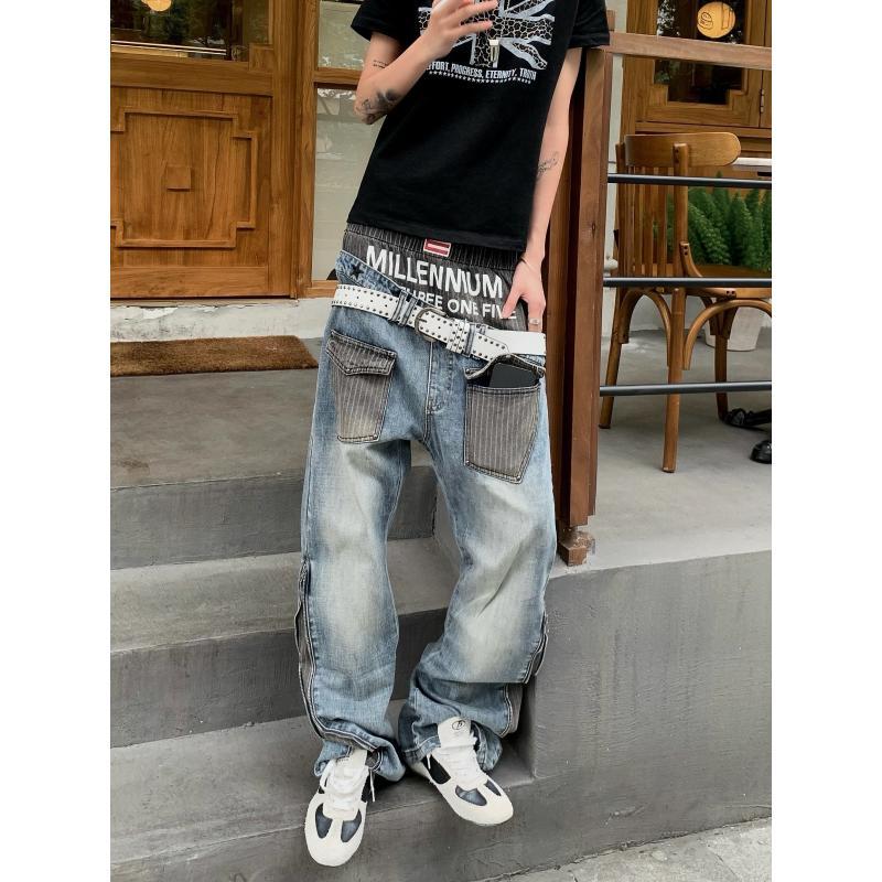 Street Fashion England - Calças Jeans Masculinas com Design em