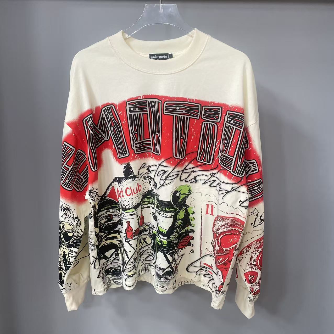 Street Fashion Vintage - Camiseta de Manga Longa MIXED-EMOTION de