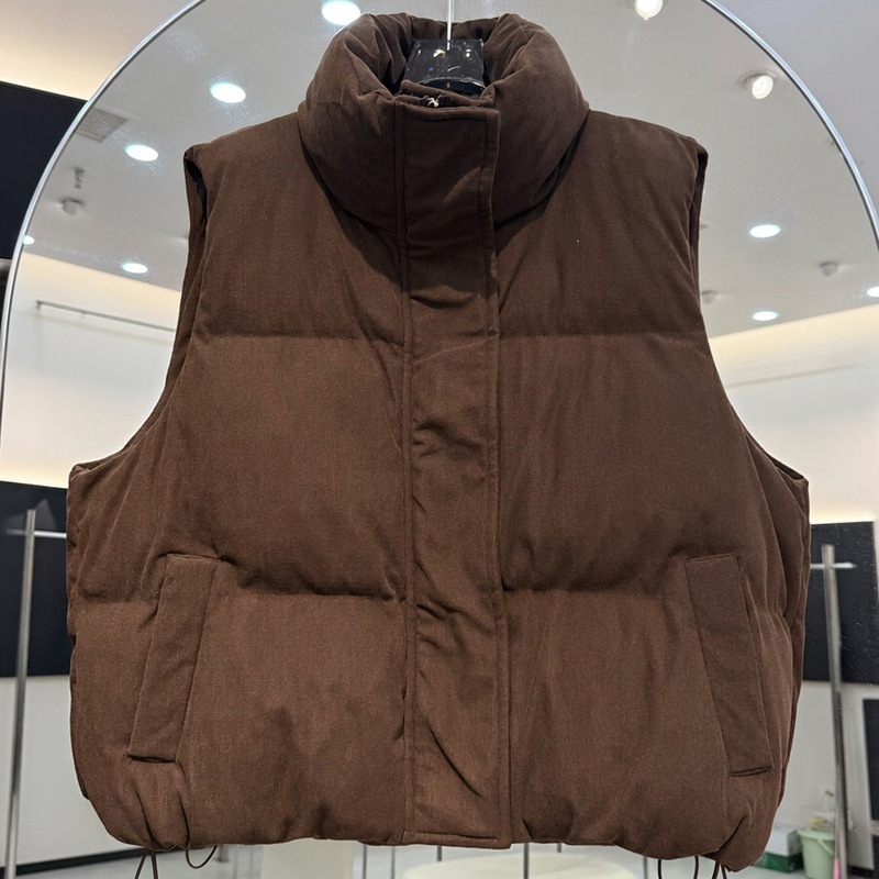 Puffer Vest Padded - Colete acolchoado feminino com gola alta,