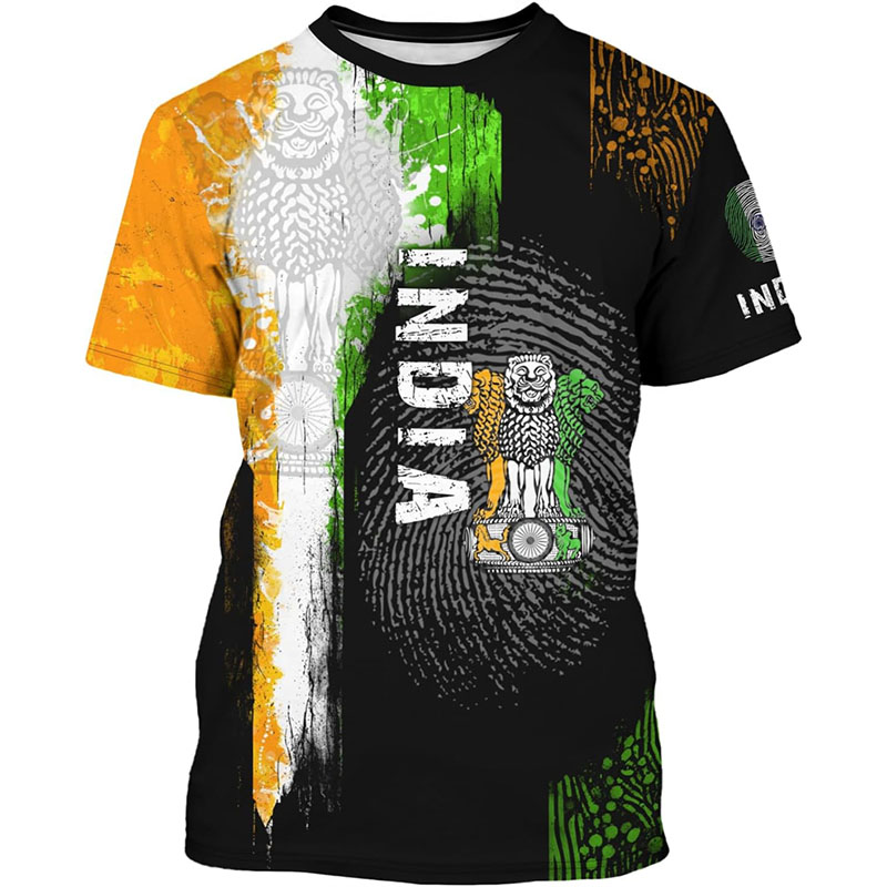 Street Fashion India - Camiseta com Estampa da Bandeira da