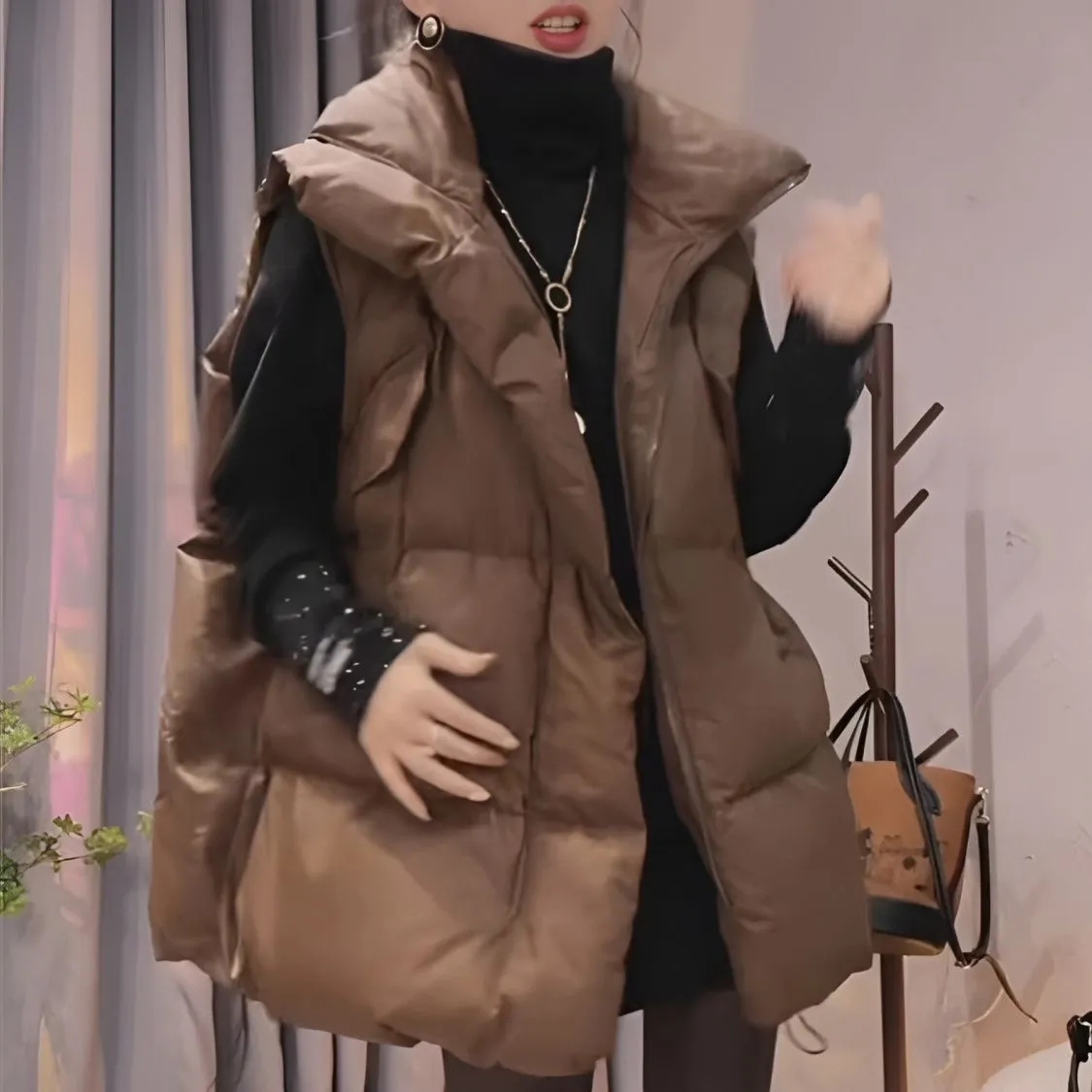 Puffer Vest Padded - Colete de Inverno para Mulheres Tamanho