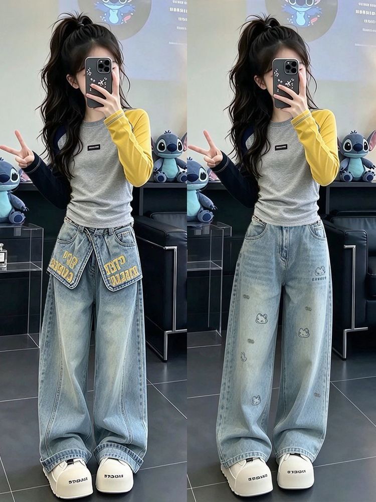 Street Fashion Korean Girl - Conjunto Casual de Manga Longa em