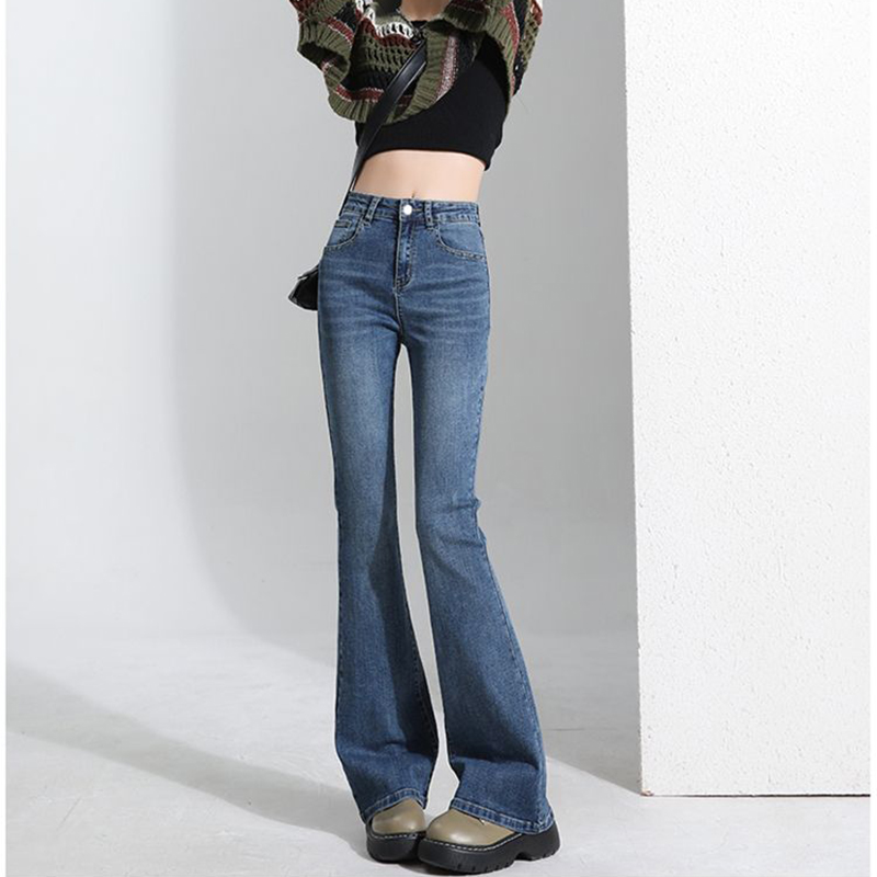 Street Fashion Korean Girl - Calça Jeans Feminina Clássica Coreana Fina