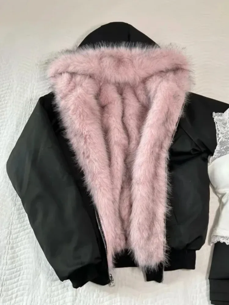 Street Fashion Korean Girl - Americano vintage feminino pele retalhos casaco