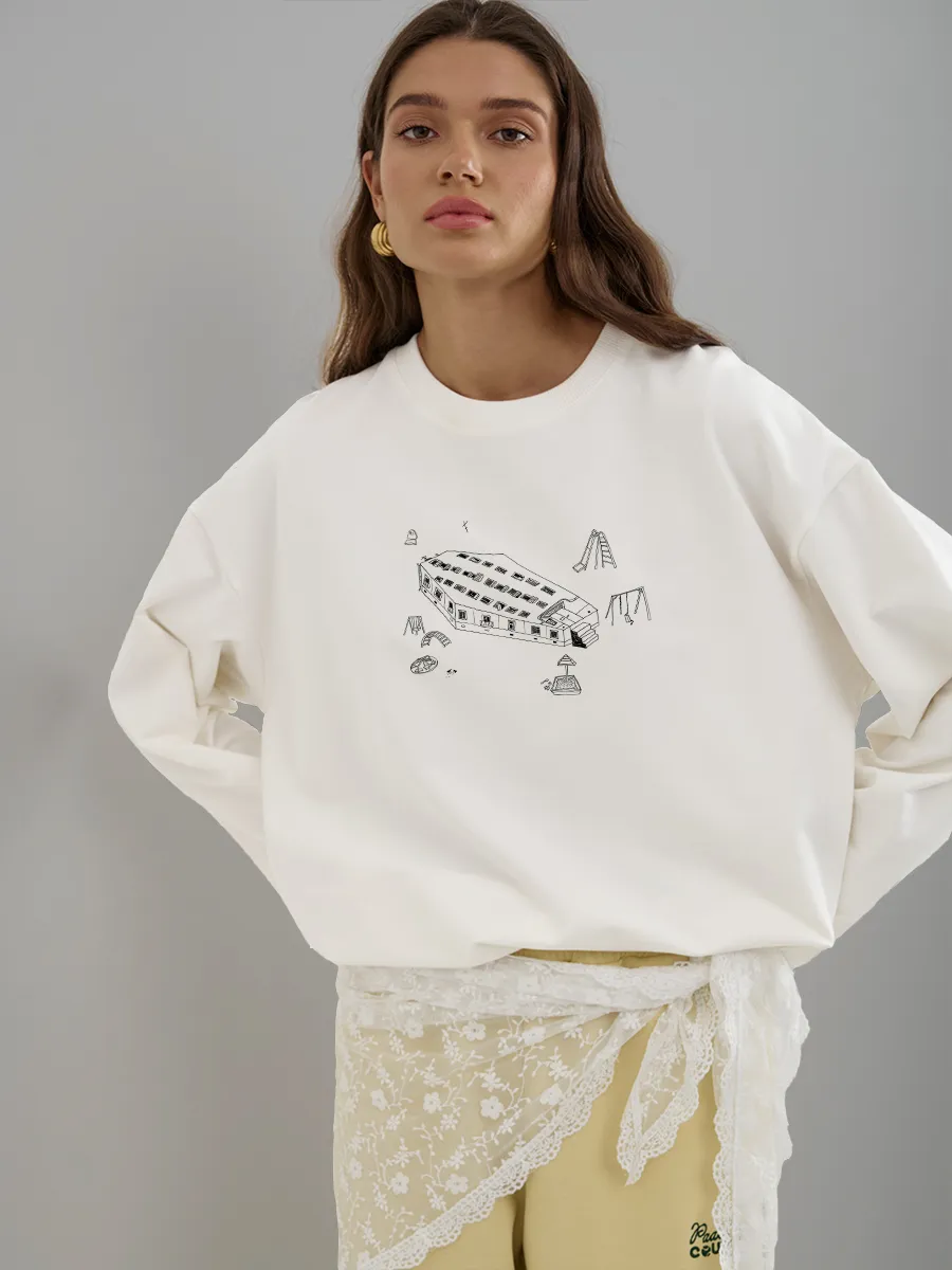 Longline Tee Oversized - Camiseta feminina de manga comprida 100%