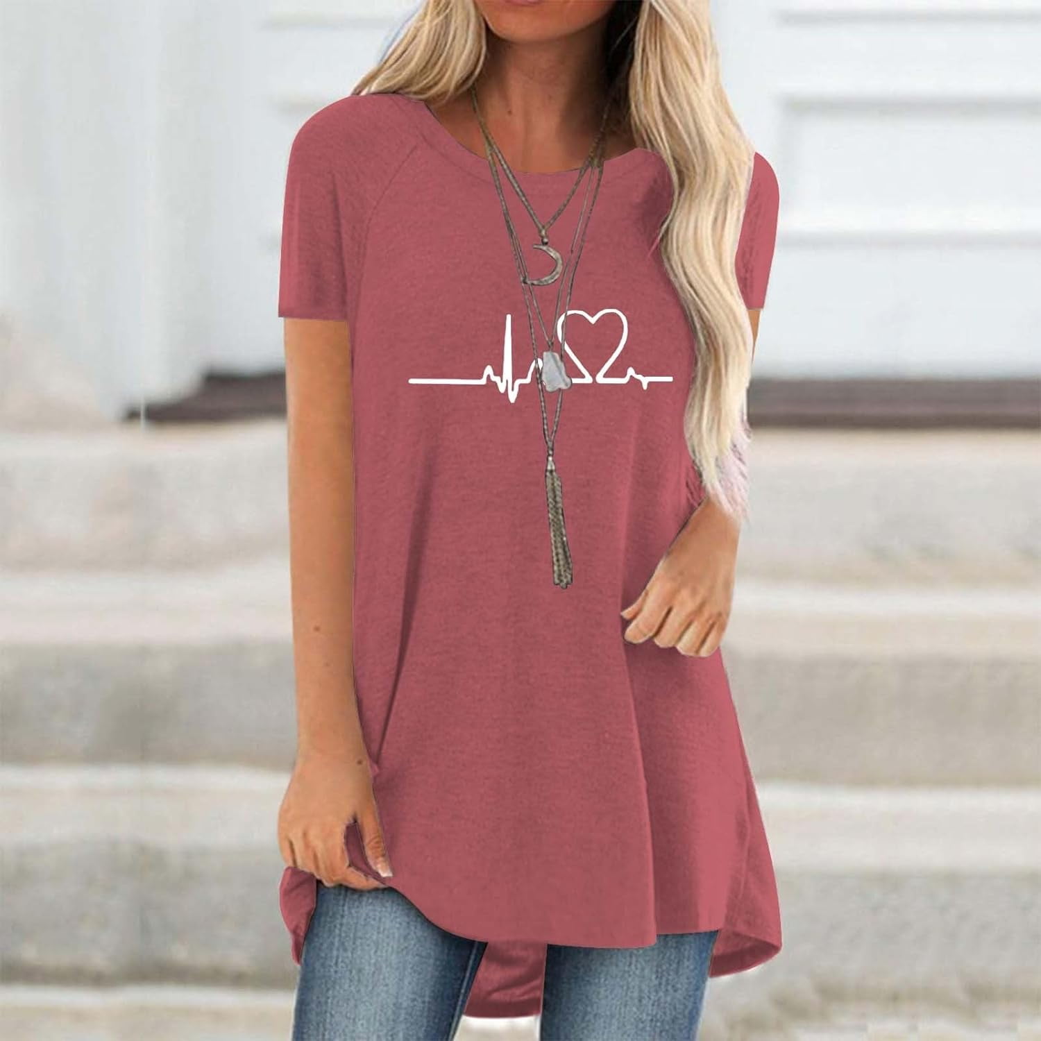 Longline Tee Oversized - Linha 3D feminina Amor Camisetas Gráficas
