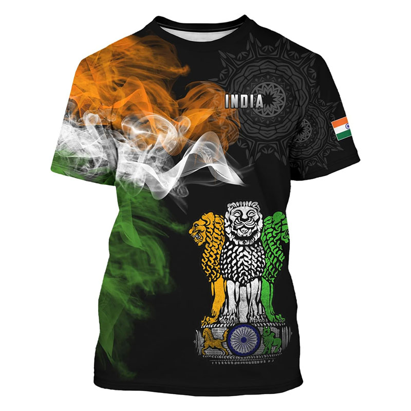 Street Fashion India - Camiseta com estampa de bandeira da