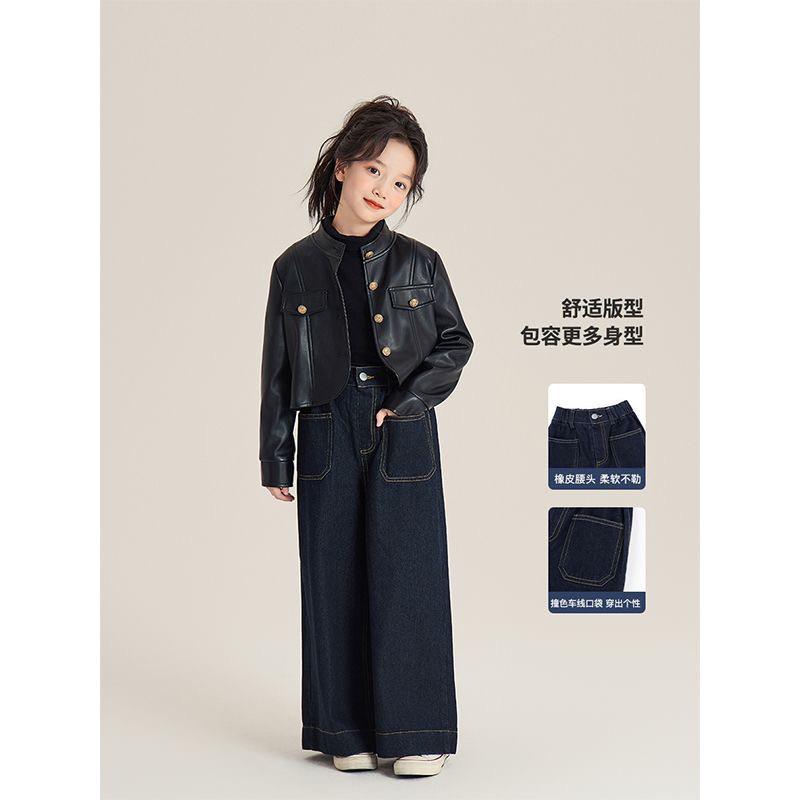 Crianças azul escuro calças de - Street Fashion Korean Girl avaliação e preço