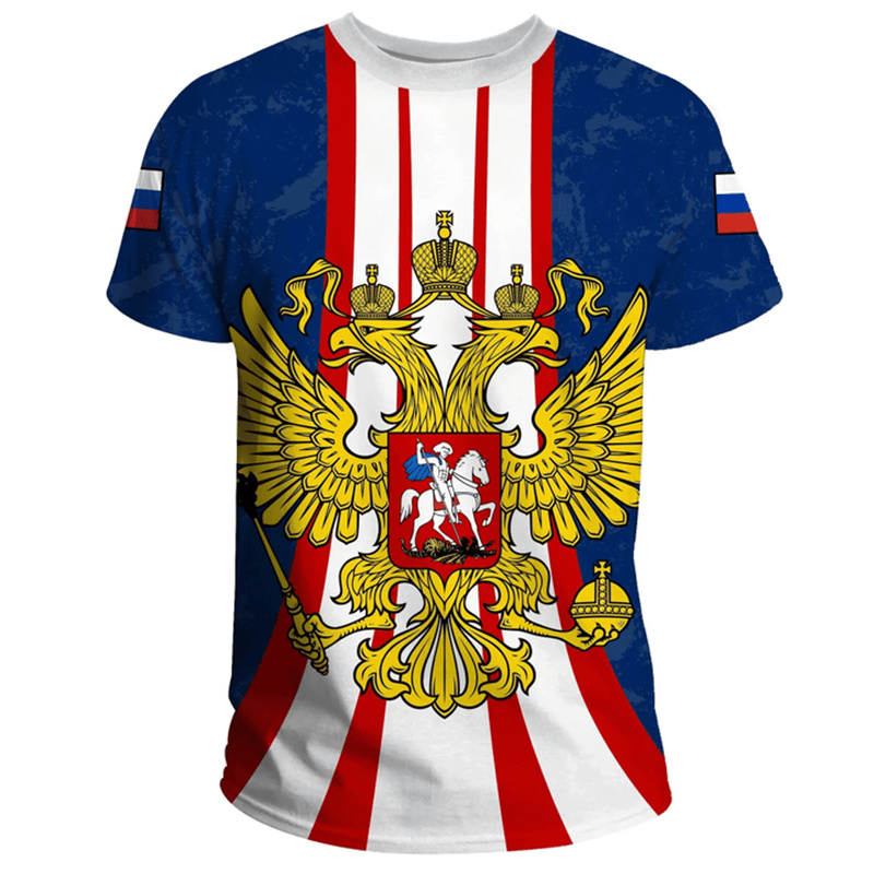 Fashion Russia Flag Badge T-sh - Street Fashion Russia avaliação e preço